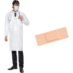 Voordelige verkleed doktersjas maat 50/52 (L) met gratis sticker - Carnavalsjurken