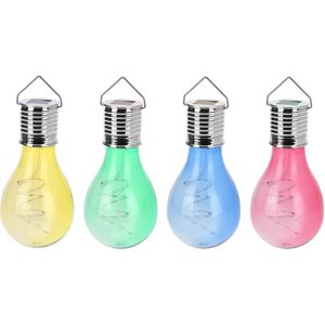 4x Solar hang lampenbolletjes gekleurd op zonne-energie 15 cm tuinverlichting - Buitenverlichting