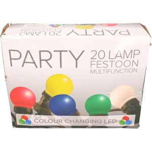 Festoon tuinverlichting snoer 12 meter multi gekleurde RGB LED verlichting met knipperfuncties - Lichtsnoer voor buiten