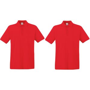 2-Pack maat L rood poloshirt premium van katoen voor heren - Polo shirts