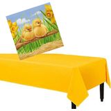 Pasen gedekte tafel set geel tafelkleed met 20x pasen thema servetten 33 x 33 cm - Feesttafelkleden