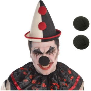 Verkleed neus horrorclown - 3x - fopneus - zwart - Halloween verkleed accessoires - Verkleedneuzen