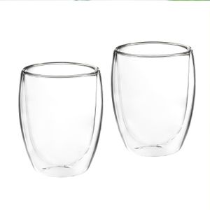 Set van 2x stuks dubbelwandige koffieglazen/theeglazen 350 ml - 35 cl - Glazen voor thee en koffie