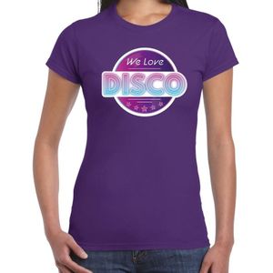 Party 70s/80s/90s feest shirt met disco thema paars voor dames - Feestshirts