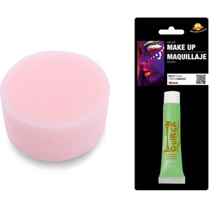 Carnaval schmink neon groen met sponsje - Glow in the Dark - 10 ml - grimeren - kind/volwassenen - Schmink