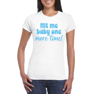 Verkleed T-shirt voor dames - Hit me baby - wit - blauwe glitter - foute party - feestkleding - Feestshirts