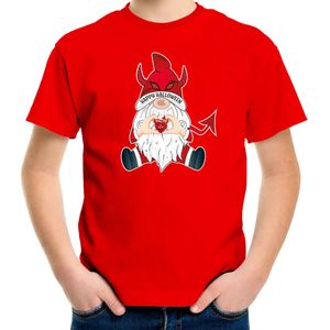 Halloween verkleed t-shirt voor kinderen - duivel kabouter/gnome - rood - themafeest outfit - Feestshirts