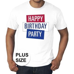 Toppers Grote maten wit Toppers Happy Birthday party t-shirt officieel  - Feestshirts