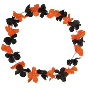 Bloemen krans zwart met oranje - Verkleedkransen