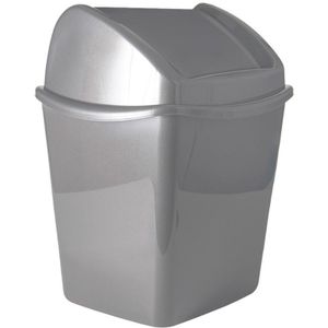 Grijze vuilnisbak/afvalbak met klepdeksel 1,1 liter - Prullenbakken