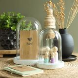 Ideas 4 Seasons Decoratie stolp - glas - houten wit plateau - D12 x H13 cm