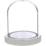 Ideas 4 Seasons Decoratie stolp - glas - houten wit plateau - D12 x H13 cm