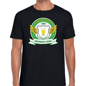 Zwart vrijgezellenfeest drinking team t-shirt groen geel heren - Feestshirts
