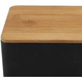 Koektrommel Ventura - zwart met bamboe deksel - 1700 ml - 19 x 13 x 7 cm - metaal - Koekblik