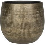 Plantenpot/Bloempot In Een Strakke Modern Design Look Metal Goud Dia 22 cm en Hoogte 20 cm