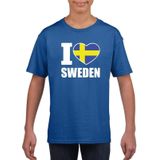 Blauw I love Zweden fan shirt kinderen - Feestshirts
