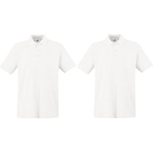 2-Pack maat 2XL wit poloshirt premium van katoen voor heren - Polo shirts