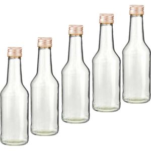 Set van 50x stuks 1x kleine glazen flesjes met schroefdop van 200 ml - Bruiloft bedankjes - Karaffen