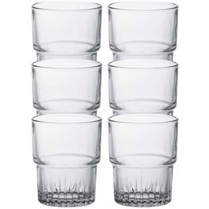 6x koffie/espresso glazen Empilable transparant 160 ml - Whiskey glazen van glas 160 ml