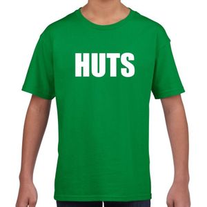 HUTS tekst t-shirt groen kids - Feestshirts