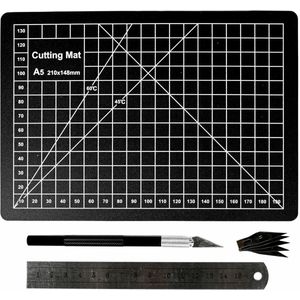 Precisie hobbymes met snijmat - 8 delig - metaal / kunststof - scalpel - Snijmatten