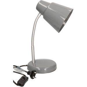 Grijze bureaulamp/tafellamp 14 x 14 x 34 cm - Bureaulampen