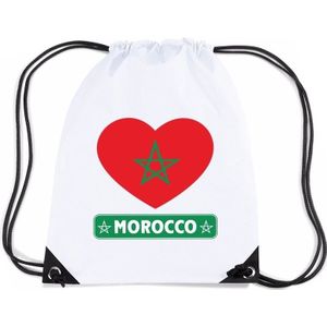 Sporttas met rijgkoord Marokko vlag in hart - Rugzakken