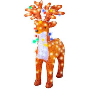 Kerstverlichting figuur - rendier - met kerstlampjes in gewei - 67 cm - LED verlichting - kerstverlichting figuur