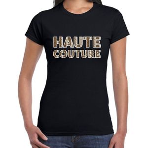 Haute couture slangen print tekst t-shirt zwart dames - Feestshirts