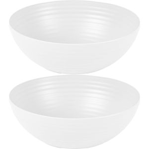 Plasticforte Serveerschaal/saladeschaal - 2x - D25 x H10.5 cm - kunststof - ivoor wit - 3500 ml