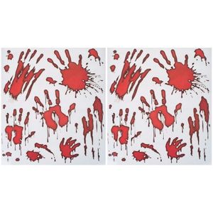 2x Horror raamstickers bloedende handafdrukken set - Feeststickers