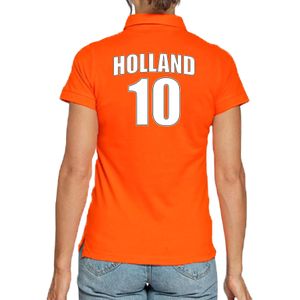 Oranje supporter poloshirt met rugnummer 10 - Holland / Nederland fan shirt voor dames - Feestshirts