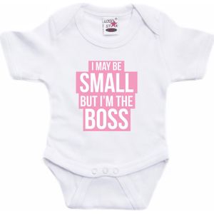 Small but the boss cadeau baby rompertje roze/wit meisjes - Rompertjes