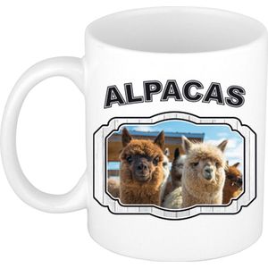 Dieren alpaca beker - alpacas/ alpacas mok wit 300 ml  - feest mokken