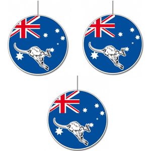 Set van 3x stuks kartonnen decoratie Australie 28 cm - Hangdecoratie