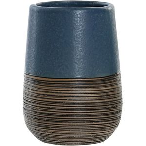 Items - Badkamer Tandenborstel Beker - Polystone - Marine Blauw 11 cm
