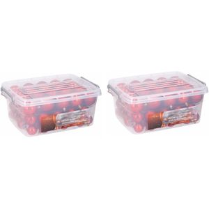 3x Opbergboxen/bewaarboxen met ieder 70 rode kunststof kerstballen pakket - Kerstbal