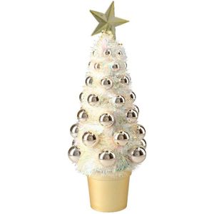 Complete mini kunst kerstboompje/kunstboompje goud met kerstballen 29 cm - Kunstkerstboom