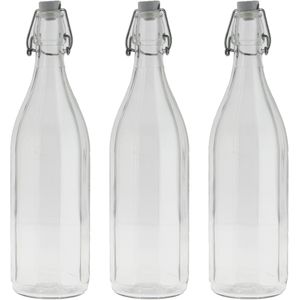 Cuisine Elegance set van 8x stuks weckflessen transparant beugeldop glas van 1 liter