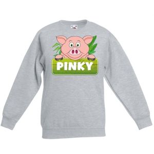 Dieren trui grijs met Pinky de big voor kinderen - Sweaters kinderen