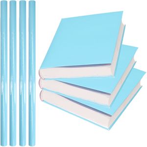 4x Rollen kadopapier / schoolboeken kaftpapier pastel blauw 200 x 70 cm - Kaftpapier