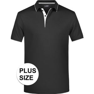 Plus size polo t-shirt high quality zwart/wit voor heren - Polo shirts