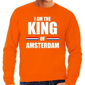 I am the King of Amsterdam Koningsdag sweater / trui oranje voor heren - Feesttruien
