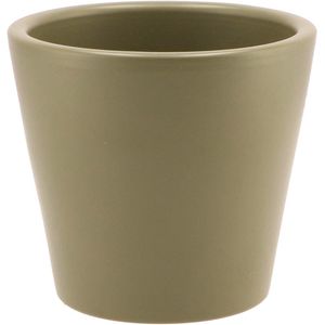 DK Design Bloempot/plantenpot - Vinci - olijfgroen mat - voor binnen - D13 x H15 cm - Plantenpotten