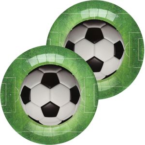 Feest wegwerpbordjes - voetbal - 20x stuks - 23 cm - groen - Feestbordjes