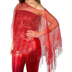 Rode visnet poncho/ omslagdoek/ stola dames - Carnavalskostuums