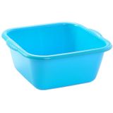 Set van 2x stuks kunststof teiltjes/afwasbakken vierkant 20 liter blauw - Afmetingen 46 x 42.5 x 20 cm - Huishouden