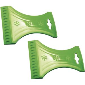 2x stuks ijskrabber/raamkrabber groen kunststof 10 x 13 cm - IJskrabbers