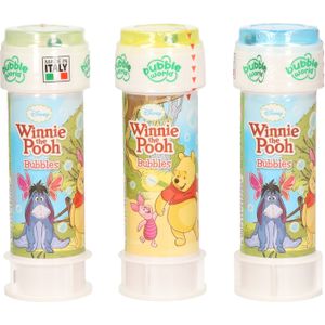 3x Winnie de Poeh bellenblaas flesjes met bal spelletje in dop 60 ml voor kinderen - Bellenblaas