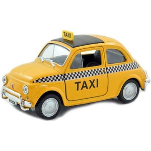 Modelauto Fiat 500 Taxi Geel 12 cm - Schaal 1:24 - Speelgoedauto - Miniatuurauto